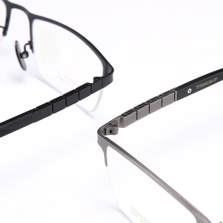 Bclear Men's Semi Rim Square Titanium Eyeglasses My91068 Semi Rim Bclear   