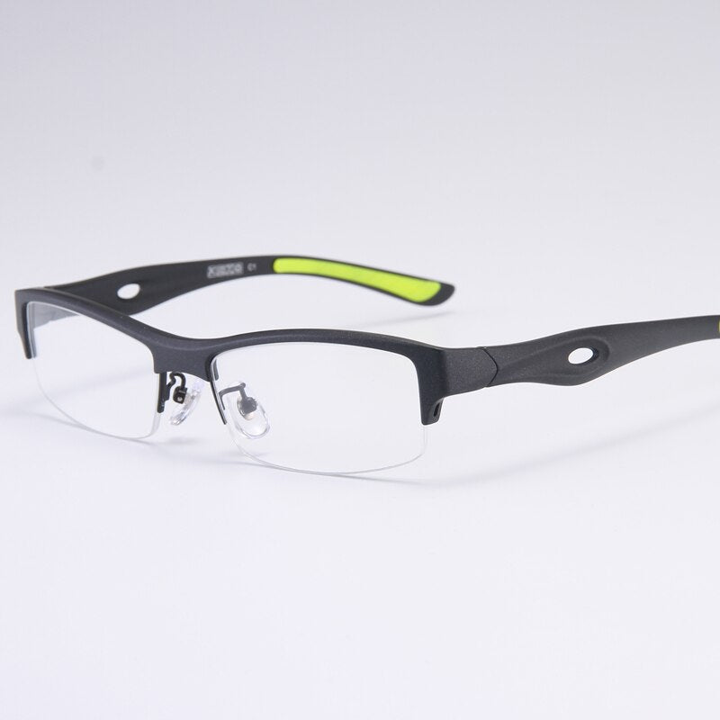 Bclear Men's Semi Rim Rectangle Tr 90 Sport Eyeglasses My1077 Semi Rim Bclear Black green  