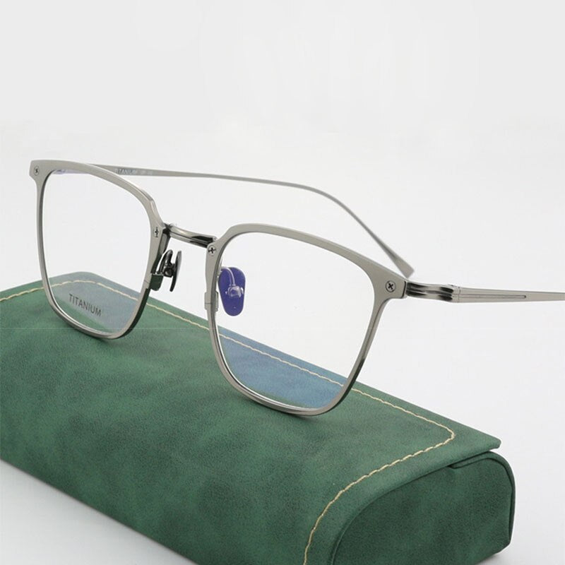 Hdcrafter Unisex Full Rim Square Titanium Eyeglasses Col4 Full Rim Hdcrafter Eyeglasses   