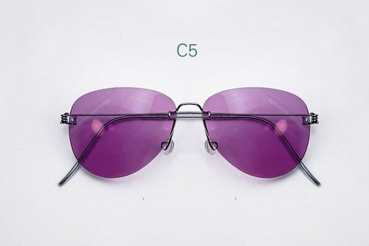 Yujo Unisex Rimless Oval Handcrafted Tinted Lens Stainless Steel Eyeglasses Sunglasses Yujo C5 China 