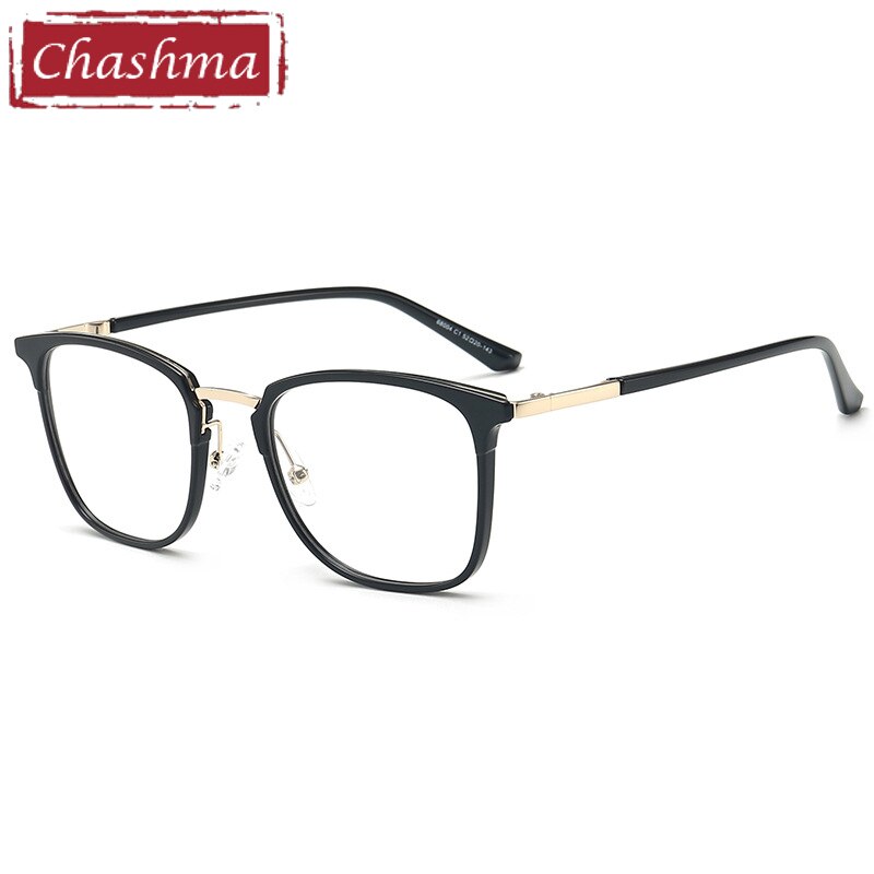 Chashma Unisex Full Rim Square Acetate Frame Eyeglasses 68004 Full Rim Chashma Black Gold  