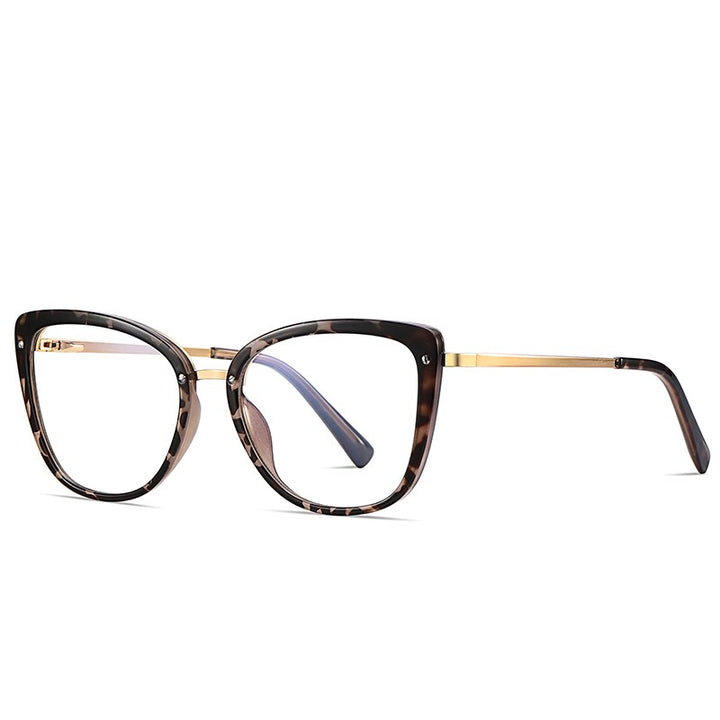 Gmei Women's Full Rim TR 90 Metal Cat Eye Frame Eyeglasses 2076 Full Rim Gmei Optical C3 Tortoiseshell  
