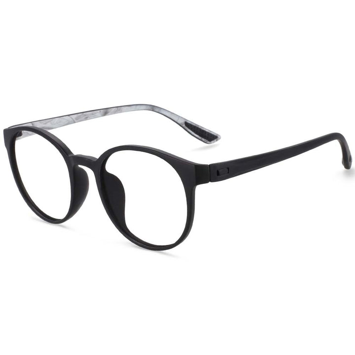 CCSpace Unisex Full Rim Round Tr 90 Titanium Frame Eyeglasses 54168 Full Rim CCspace Black white  