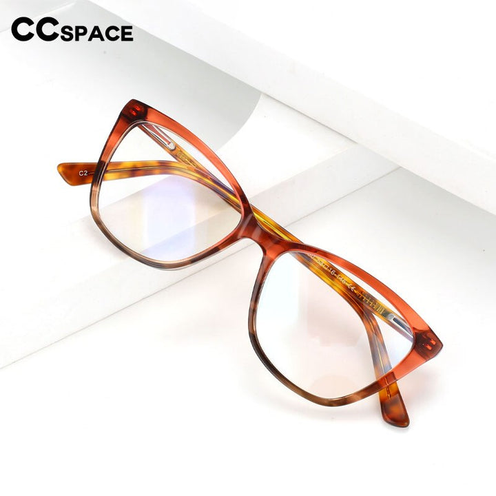 CCspace Unisex Full Rim Square Cat Eye Acetate Eyeglasses 55569 Full Rim CCspace   