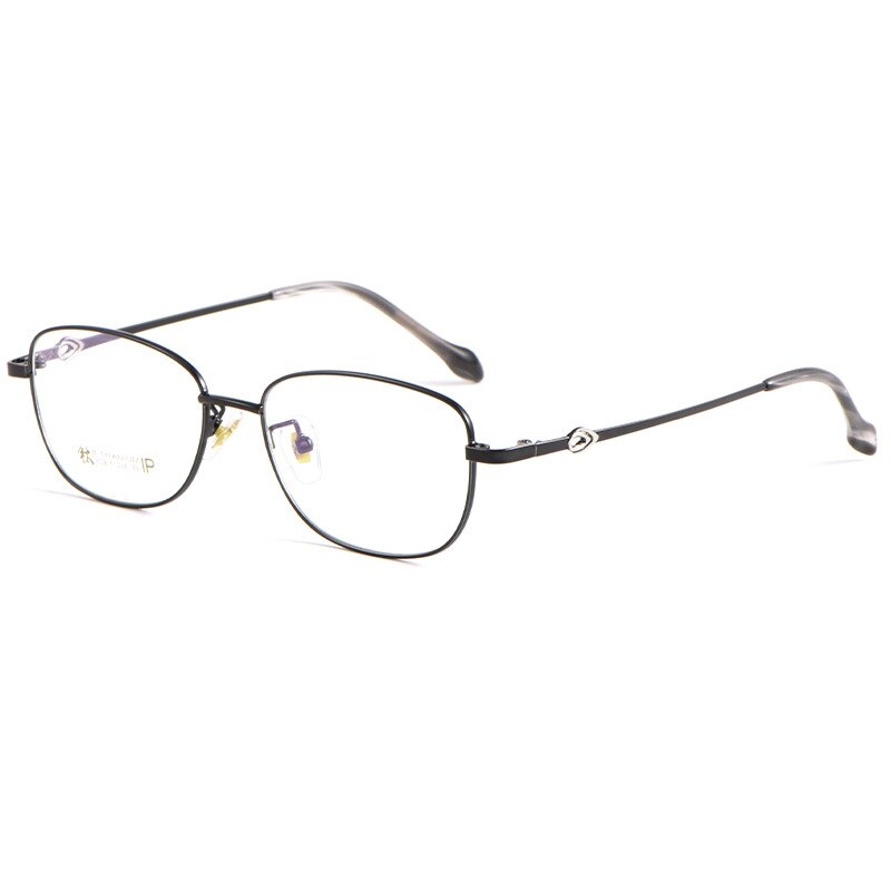 Katkani Women's Full Rim Square Titanium Alloy Eyeglasses 3526x Full Rim KatKani Eyeglasses Black  