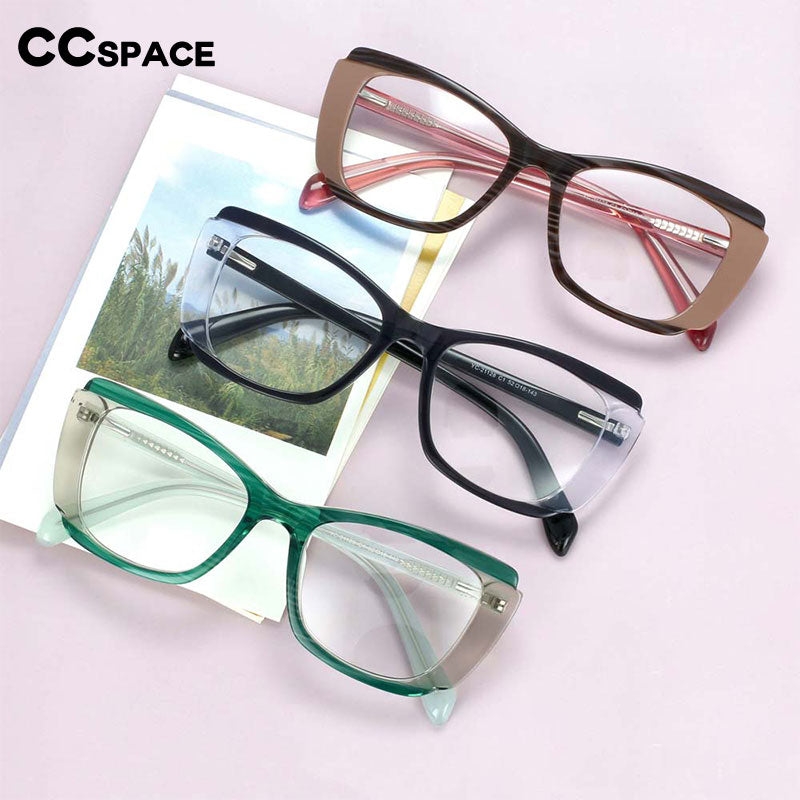 CCSpace Unisex Full Rim Square Acetate Patchwork Frame Eyeglasses 54120 Full Rim CCspace   