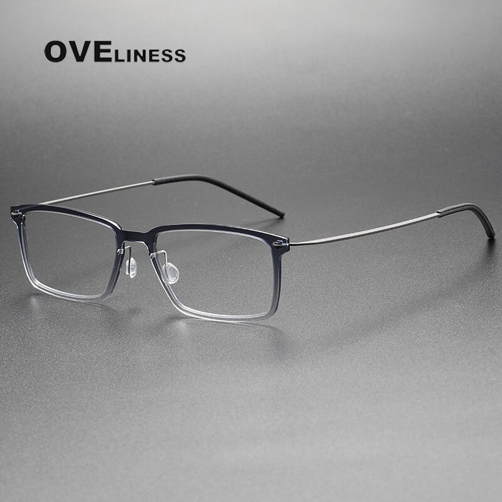 Oveliness Unisex Full Rim Square Acetate Titanium Eyeglasses 6528 Full Rim Oveliness gradient grey  