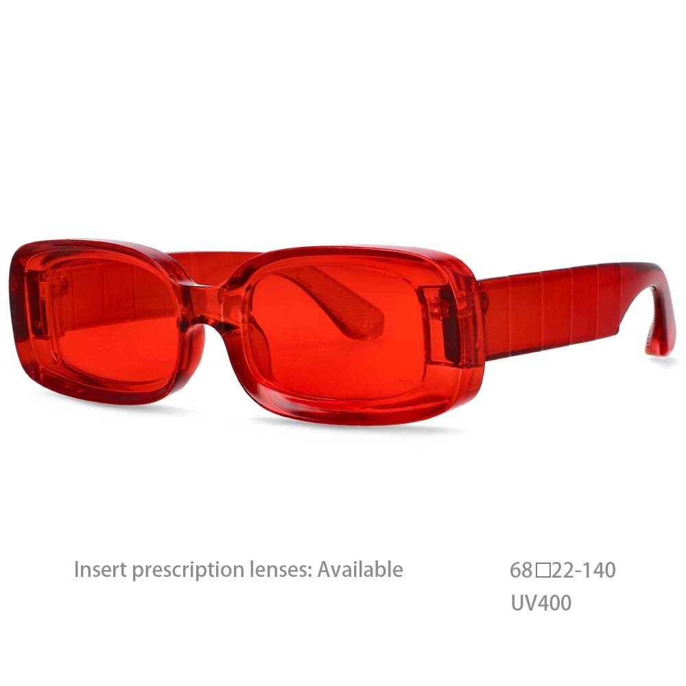 CCSpace Unisex Full Rim Rectangle Resin Frame Punk Sunglasses 54430 Sunglasses CCspace Sunglasses Red as picture 
