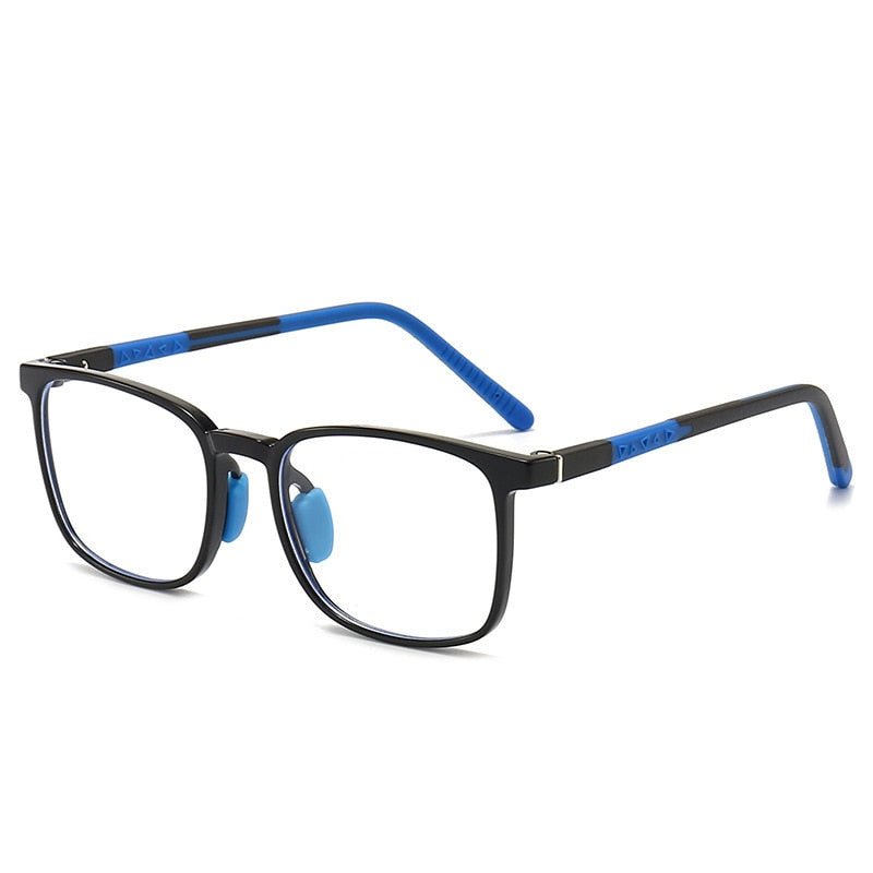 CCSpace Unisex Youth Full Rim Square Silicone Eyeglasses 54671 Full Rim CCspace Black blue China 