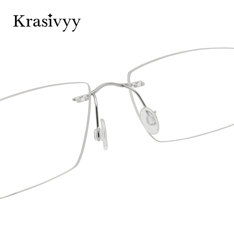 Krasivyy Men's Rimless Square Screwless Titanium Eyeglasses Kr86519 Rimless Krasivyy   