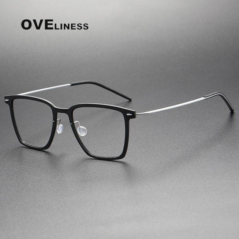 Oveliness Unisex Full Rim Round Square Screwless Acetate Titanium Eyeglasses 6554 Full Rim Oveliness Matt black  
