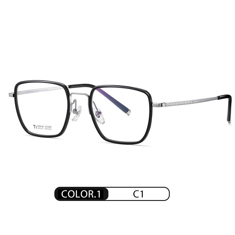 Bclear Unisex Full Rim Irregular Square Titanium Acetate Eyeglasses Nwd2318 Full Rim Bclear Black silver  
