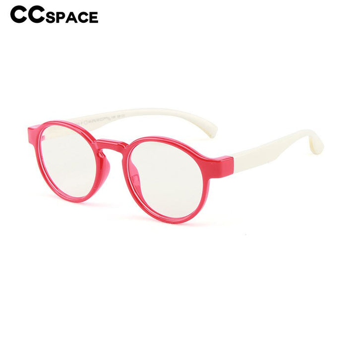 CCspace Youth Unisex Full Rim Round Silicone Titanium Eyeglasses 55247 Full Rim CCspace   