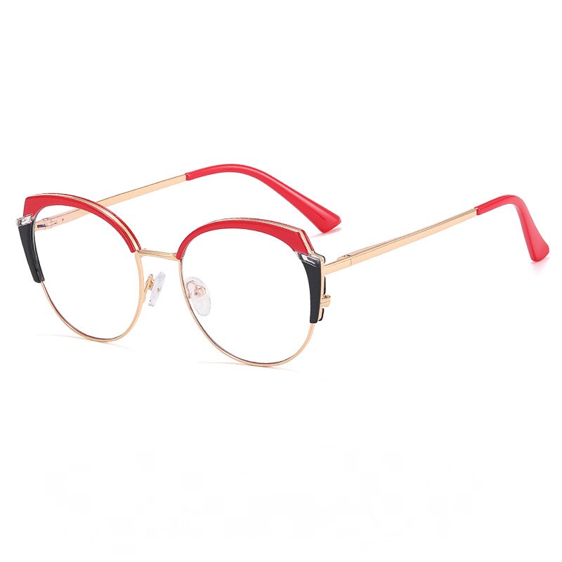 CCspace Women's Full Rim Square Tr 90 Titanium Eyeglasses 55383 Full Rim CCspace China C8 RedBlack 