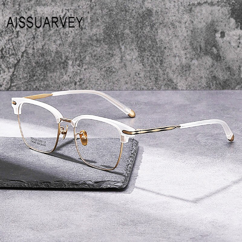 Aissuarvey Unisex Full Rim Square Acetate Titanium Eyeglasses 5218145b Full Rim Aissuarvey Eyeglasses   