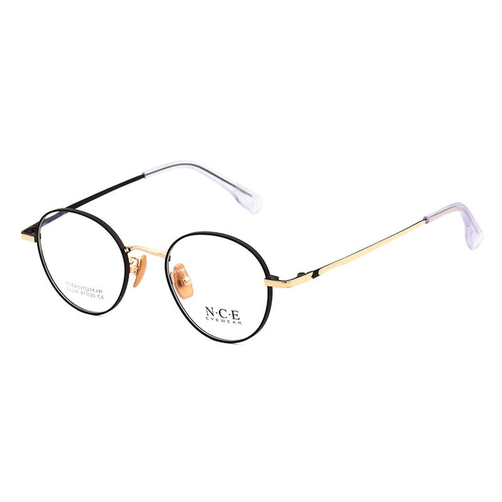 Zirosat Women's Full Rim Round Titanium Acetate Frame Eyeglasses 88305 Full Rim Zirosat black-golden  