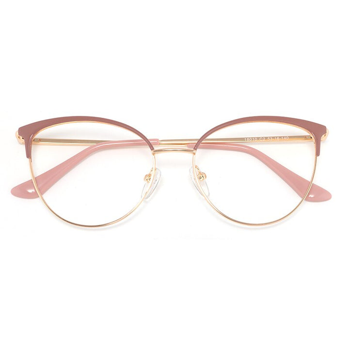 Laoyehui Women's Eyeglasses Cat Eye Alloy Frame 18010 Frame Laoyehui Pink 0 