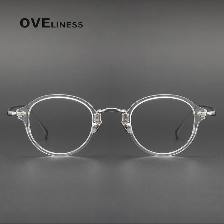 Oveliness Unisex Full Rim Round Acetate Titanium Eyeglasses Kmn182 Full Rim Oveliness   