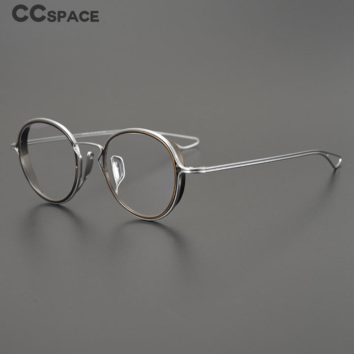 CCSpace Unisex Full Rim Round Handcrafted Frame Eyeglasses 54619 Full Rim CCspace   