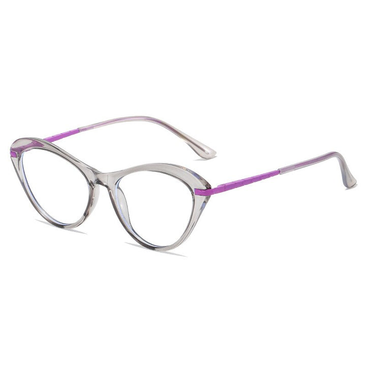 CCspace Women's Full Rim Square Cat Eye Tr 90 Titanium Eyeglasses 53226 Full Rim CCspace China Gray 