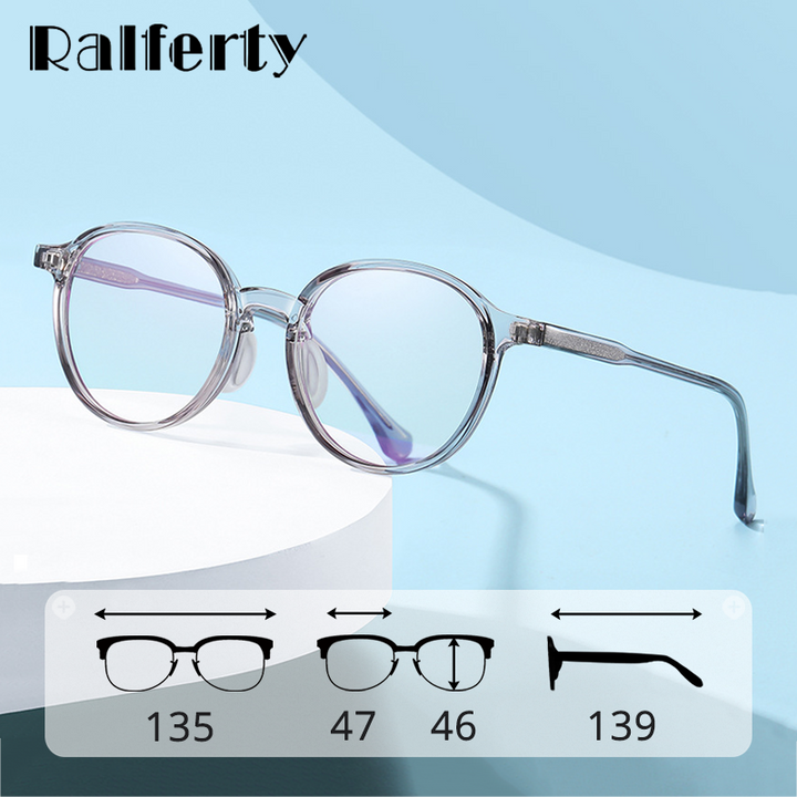 Ralferty Women's Full Rim Round Tr 90 Acetate Eyeglasses D204 Full Rim Ralferty   