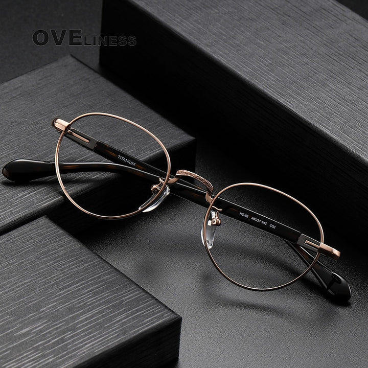 Oveliness Unisex Full Rim Oval Acetate Titanium Eyeglasses Ks96 Full Rim Oveliness   