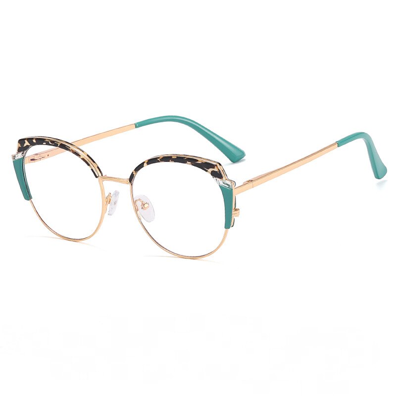 CCspace Women's Full Rim Square Tr 90 Titanium Eyeglasses 55383 Full Rim CCspace China C4YellowGreenLeopard 