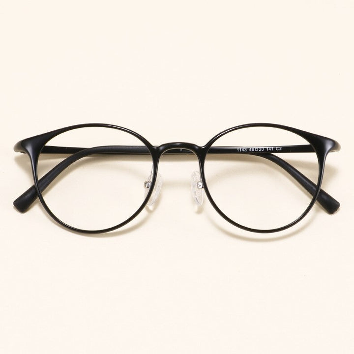 Kansept Women's Full Rim Round Carbon Steel Ultem Eyeglasses Full Rim Kansept C2 Bright black CN 