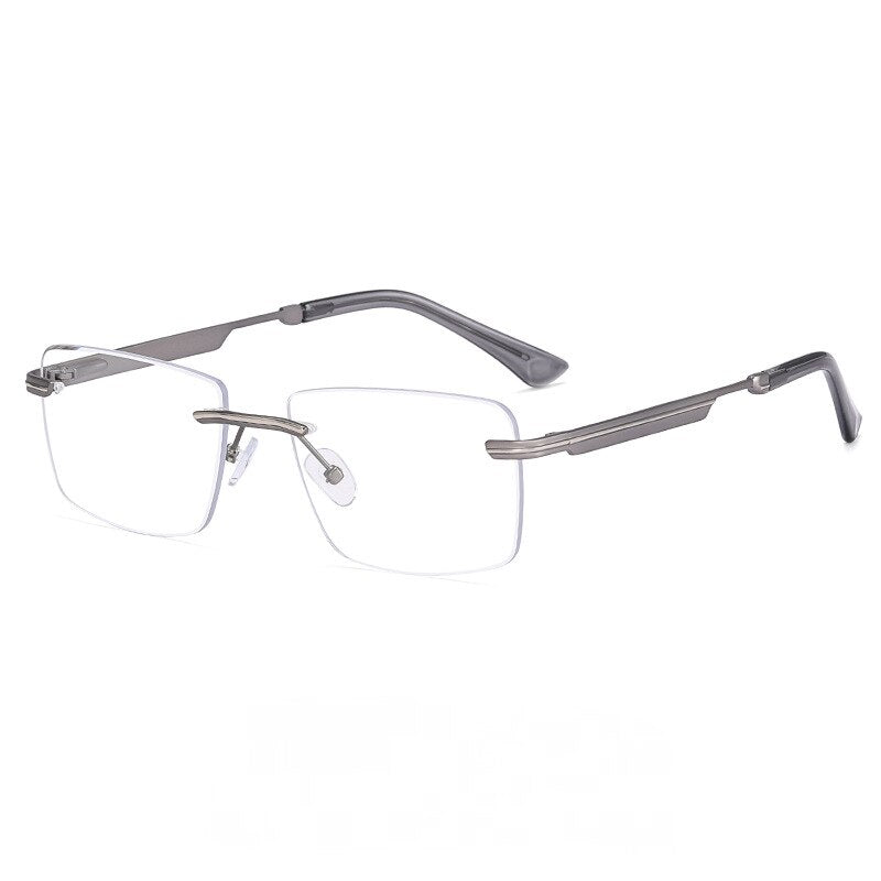 CCspace Unisex Rimless Square Alloy Eyeglasses 55384 Rimless CCspace China C7GunGrey 