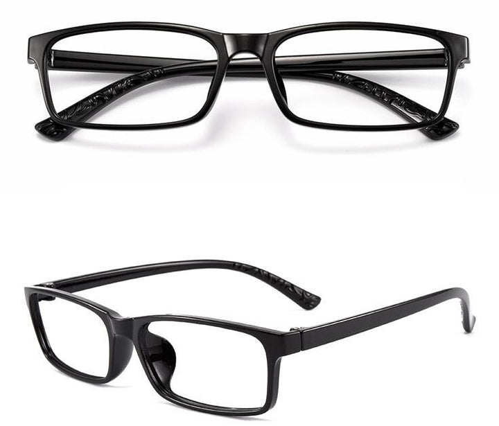 Cubojue Unisex Full Rim Small Square Tr 90 Titanium Hyperopic Reading Glasses Reading Glasses Cubojue 0 shiny black 