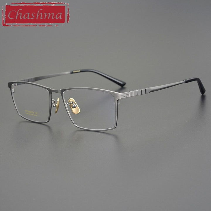 Chashma Ottica Men's Full Rim Square Titanium Eyeglasses Dj066 Full Rim Chashma Ottica Gray  