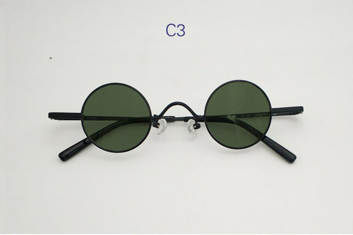 Yujo Unisex Full Rim Small Round 36mm Stainless Steel Polarized Sunglasses Sunglasses Yujo C3 China 