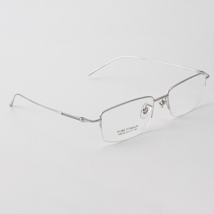 Cubojue Unisex Semi Rim Square Titanium Reading Glasses Reading Glasses Cubojue 0 Silver 