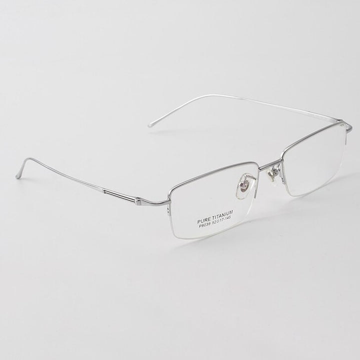 Cubojue Unisex Semi Rim Square Titanium Reading Glasses Reading Glasses Cubojue 0 Silver 