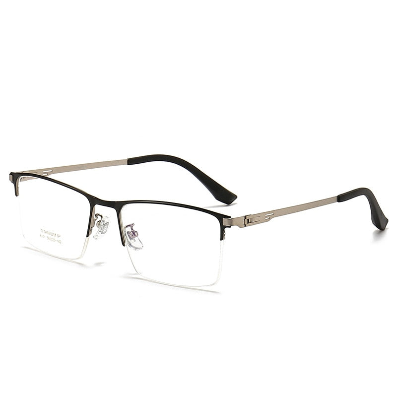 Hdcrafter Men's Semi Rim Square Titanium Eyeglasses 6101 Semi Rim Hdcrafter Eyeglasses   