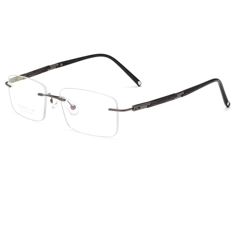 Yimaruili Men's Rimless Square Titanium Eyeglasses Z9WK Rimless Yimaruili Eyeglasses Gun  