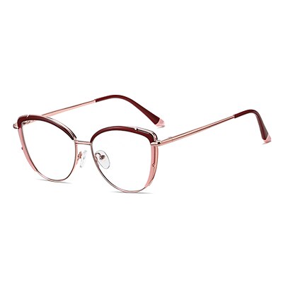 Ralferty Women's Full Rim Square Cat Eye Acetate Alloy Eyeglasses F95966 Full Rim Ralferty C1 Red - Pink China 