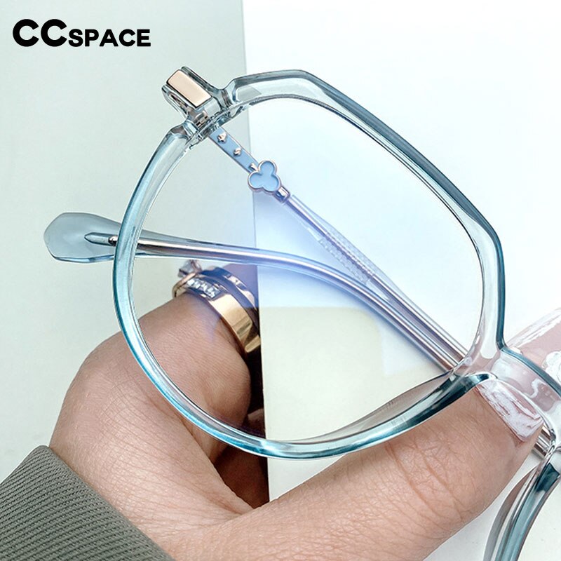CCSpace Women's Full Rim Round Square Tr 90 Titanium Eyeglasses 55639 Full Rim CCspace   