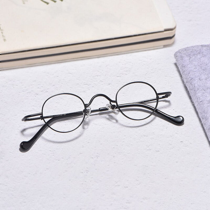 Cubojue Unisex Full Rim Small Round Titanium Eyeglasses Reading Glasses Cubojue   