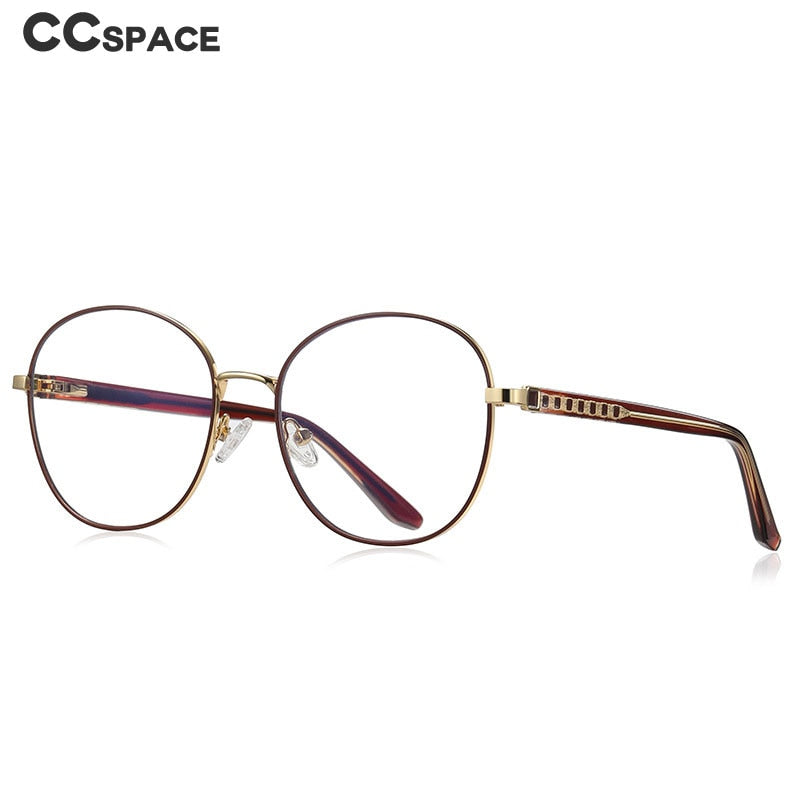 CCSpace Women's Full Rim Round Alloy Eyeglasses 56522 Full Rim CCspace   