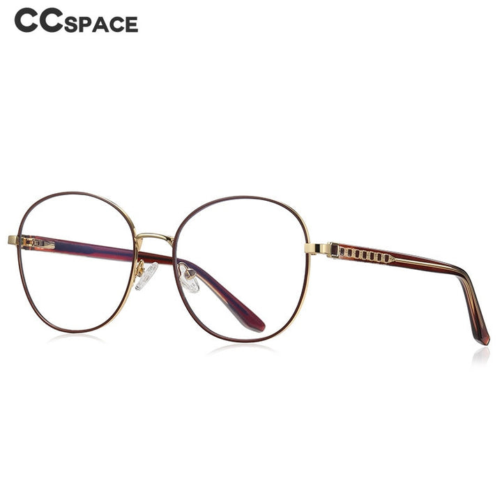 CCspace Women's Full Rim Round Alloy Eyeglasses 56522 Full Rim CCspace   