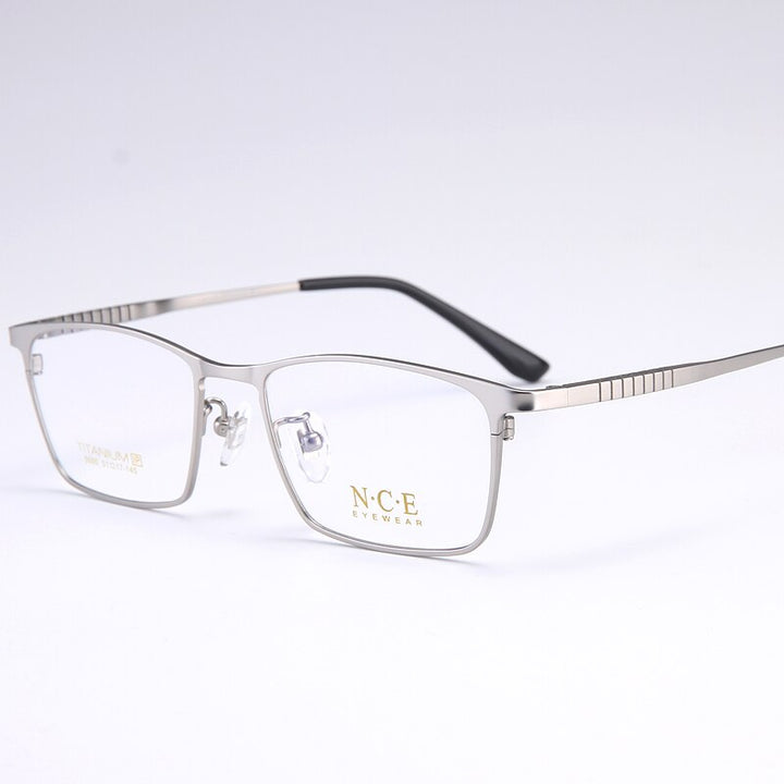Bclear Men's Full Rim Square Titanium Eyeglasses My5000 Full Rim Bclear Silver  