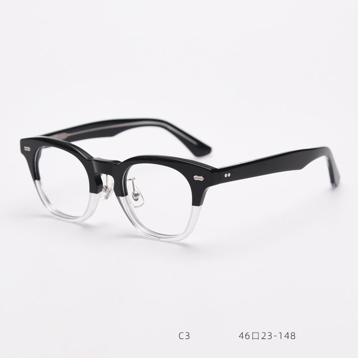 CCSpace Unisex Full Rim Square Acetate Fiber Eyeglasses 55683 Full Rim CCspace BlackClear China 