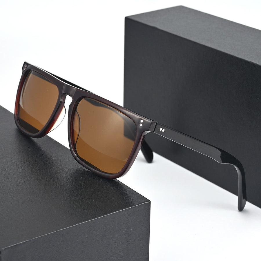 Cubojue Men's Full Rim Square Acetate Polarized Sunglasses 1008 Sunglasses Cubojue brown brown  