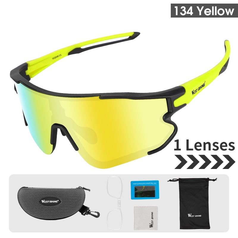 West Biking Unisex Semi Rim Tr 90 Polarized Sport Sunglasses YP0703138 Sunglasses West Biking Polarized Yellow 134 CN 3 Lens
