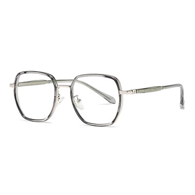 Ralferty Women's Full Rim Irregular Square Alloy Acetate Eyeglasses Dj802 Full Rim Ralferty C248 Clear Gray China 
