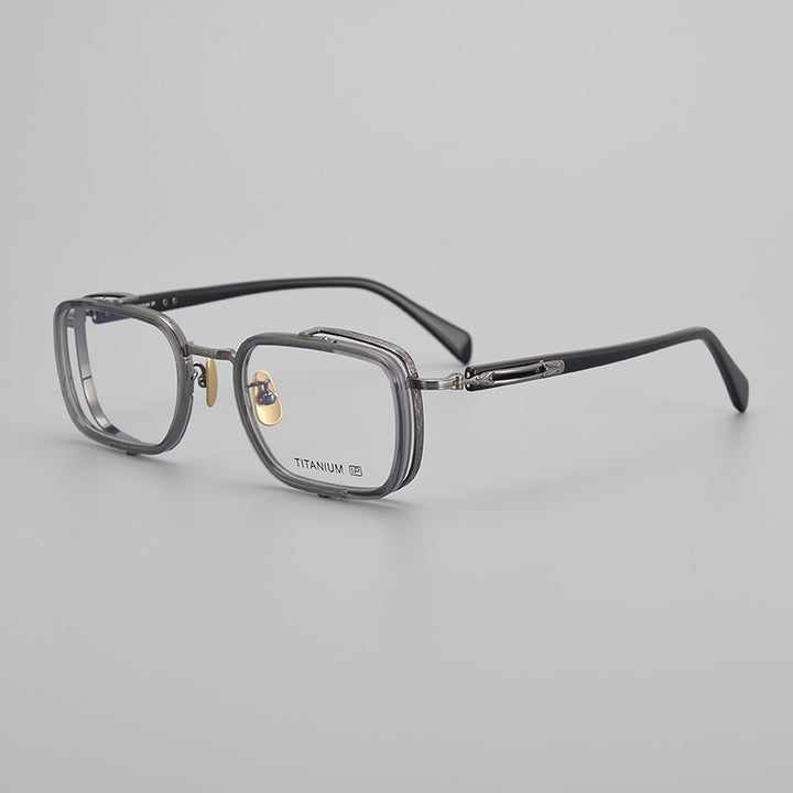 Muzz Unisex Full Rim Square Acetate Titanium Eyeglasses E005 Full Rim Muzz C4  