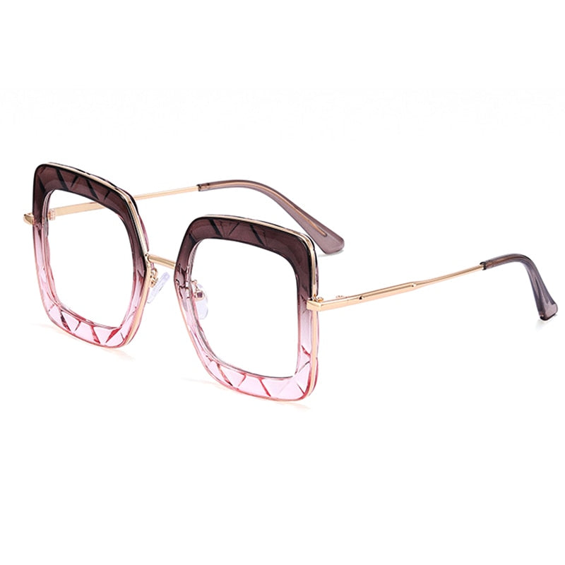 CCspace Women's Full Rim Square Tr 90 Titanium Frame Eyeglasses 48200 Full Rim CCspace China Gray-Pink 