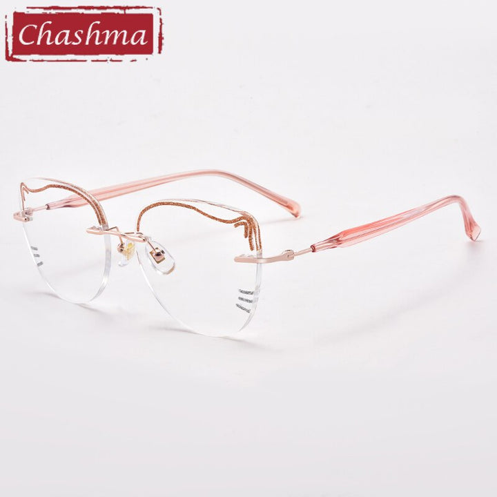Chashma Women's Rimless Cat Eye Titanium Eyeglasses 88582 Rimless Chashma   
