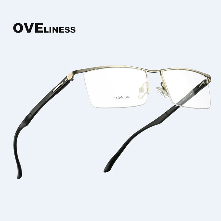 Oveliness Men's Semi Rim Square Screwless Titanium Alloy Eyeglasses 8831 Semi Rim Oveliness   